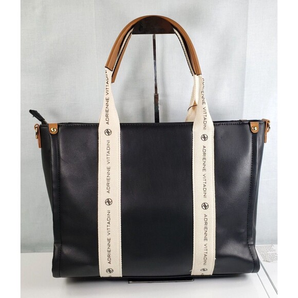 Adrienne Vittadini Montauk Black Tote With AV Charm Top Zip Closure  NWT - Picture 13 of 16